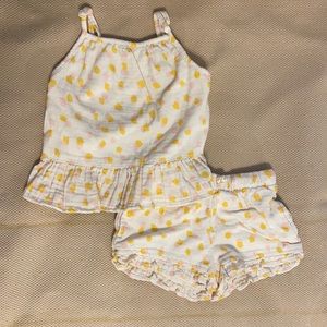 Cat & Jack - Polka dot Pink and Yellow Open Back Tank & Short Set 12 M